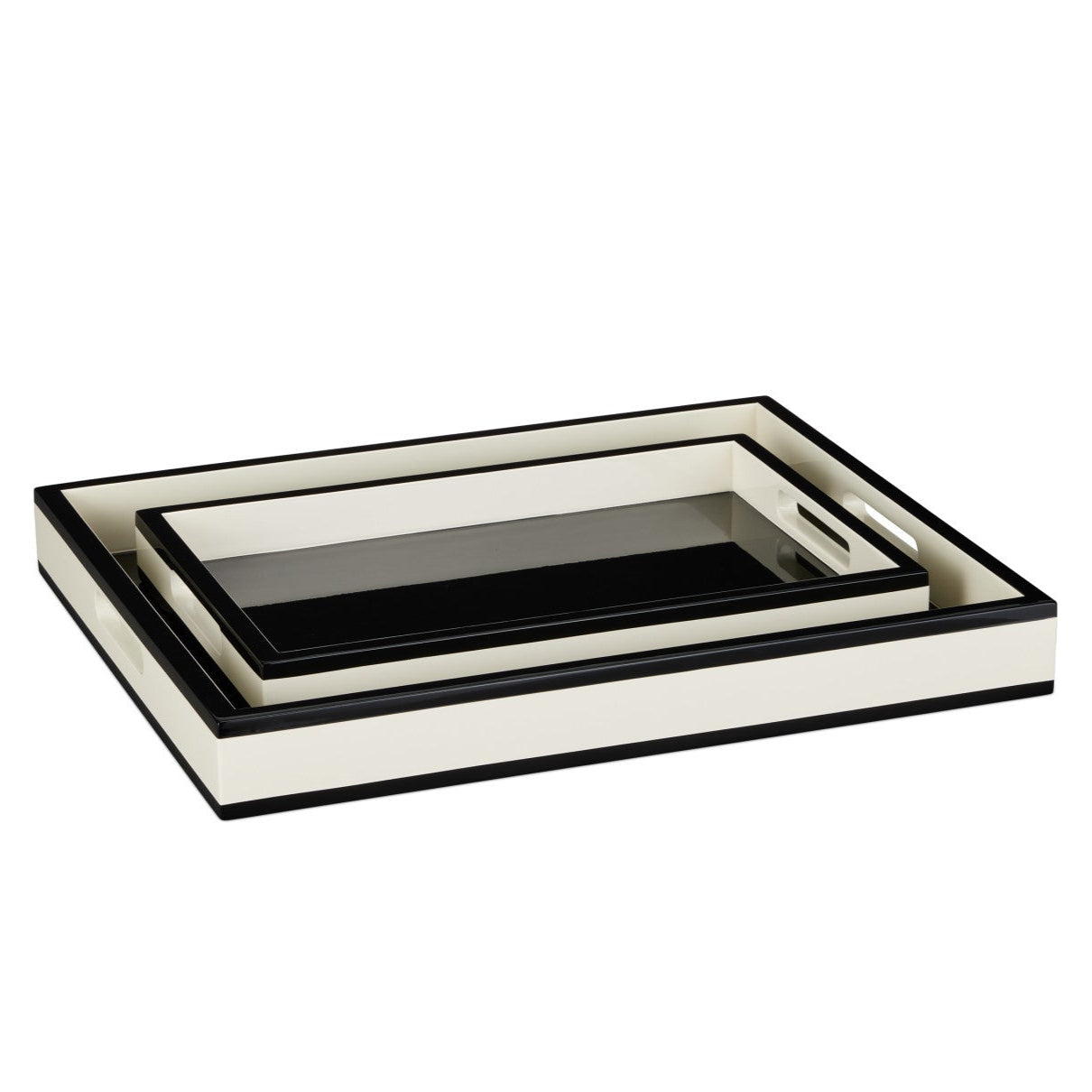 Lacquer Decorative Wood Tray (Set of 2)