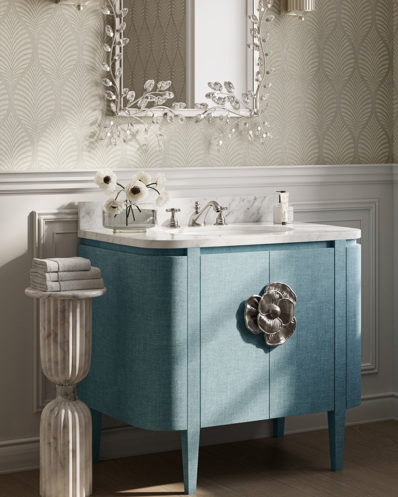 Forget-Me-Not Metal Frame Wall Mirror