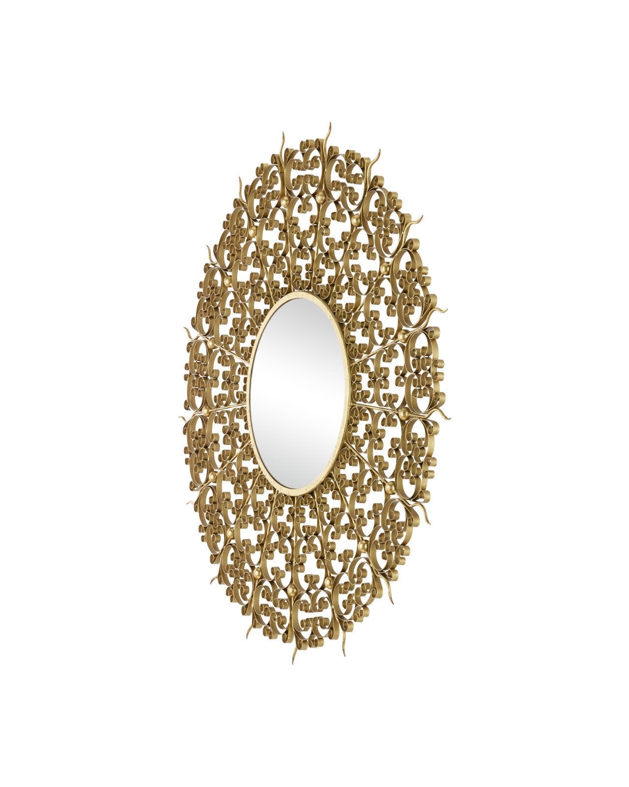 Levain Gold Leaf Finish Round Wall Mirror