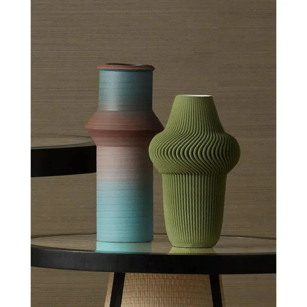 10" Plisse Porcelain Green Vase - LOOMLAN - Currey & Co - Vases & Jars
