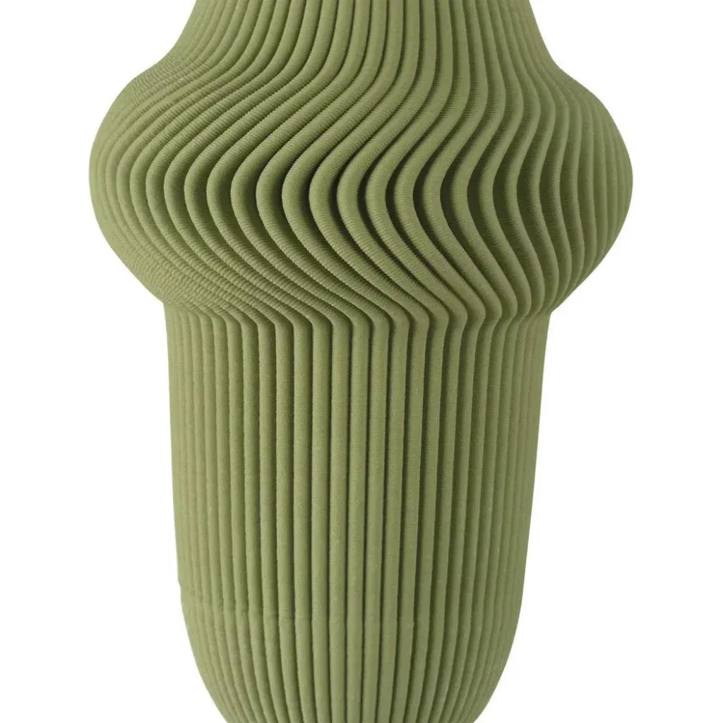 10" Plisse Porcelain Green Vase - LOOMLAN - Currey & Co - Vases & Jars