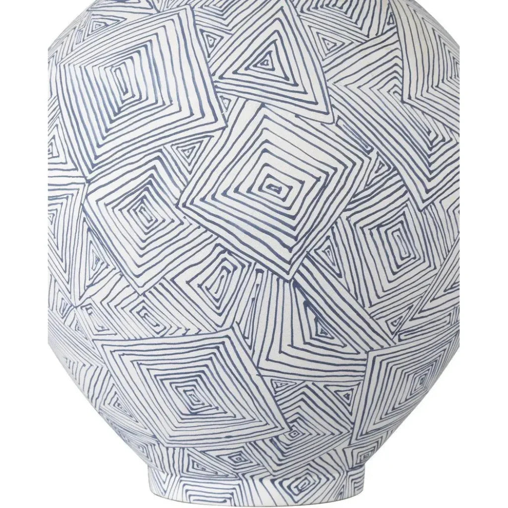 10.5" Zag Porcelain Blue Vase - LOOMLAN - Currey & Co - Vases & Jars