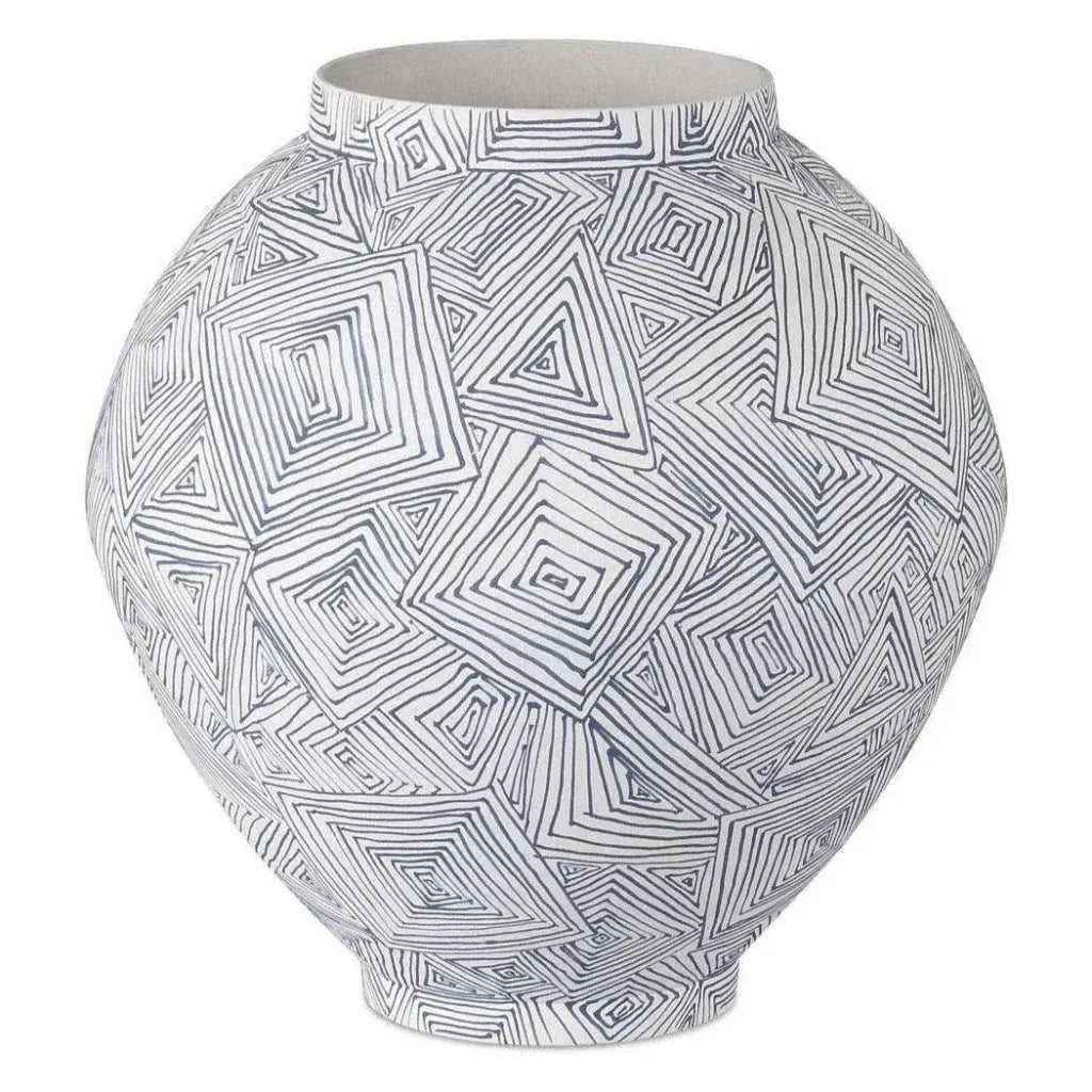 10.5" Zag Porcelain Blue Vase - LOOMLAN - Currey & Co - Vases & Jars