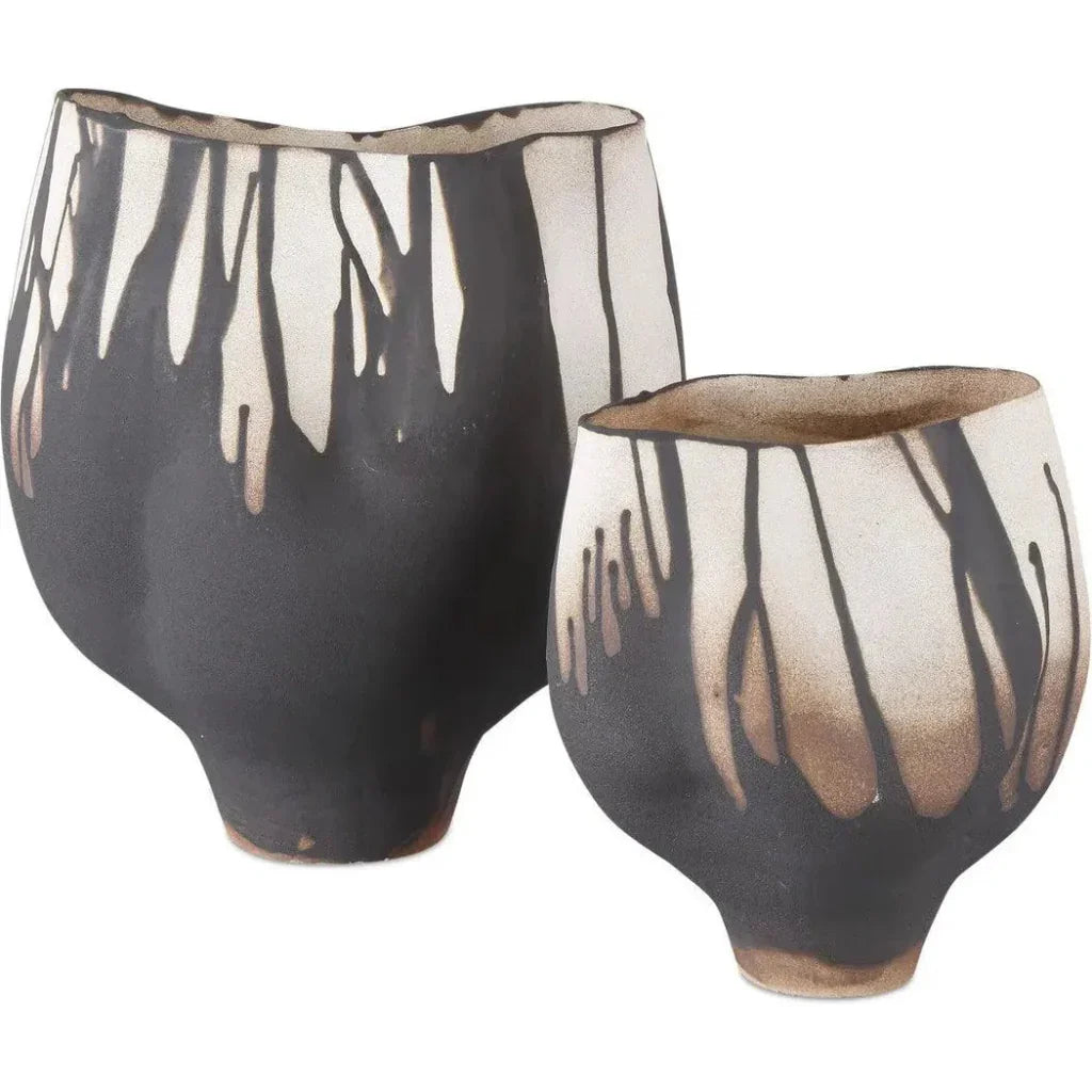 12 in. Inoue Porcelain Black Vase - LOOMLAN - Currey & Co - Vases & Jars