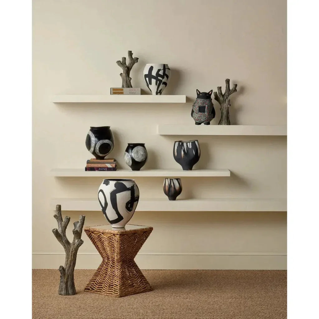 12.25 in. Kenzo Porcelain White Vase - LOOMLAN - Currey & Co - Vases & Jars