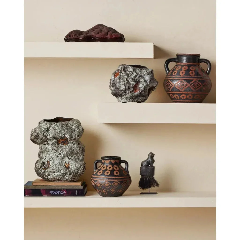 12.75 in. Grotesque Porcelain Grey Vase - LOOMLAN - Currey & Co - Vases & Jars