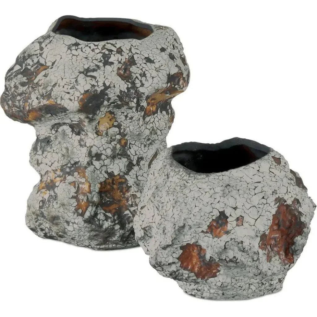 12.75 in. Grotesque Porcelain Grey Vase - LOOMLAN - Currey & Co - Vases & Jars