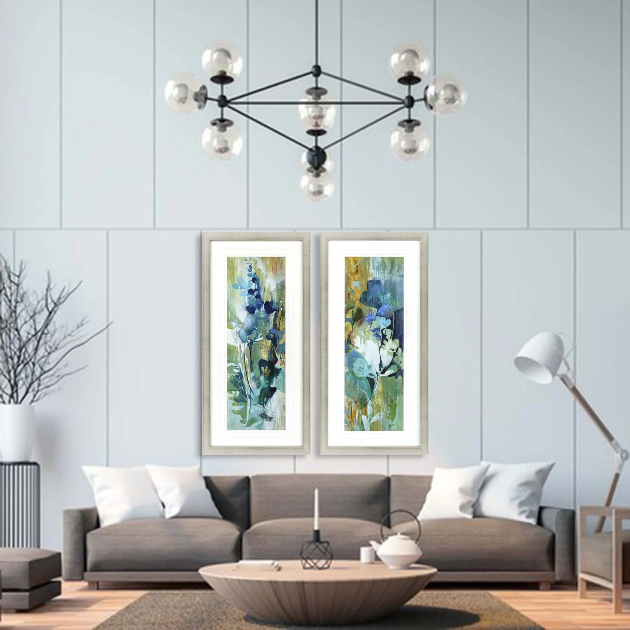 Botanical Illusion Turquoise Canvas Art 2PC