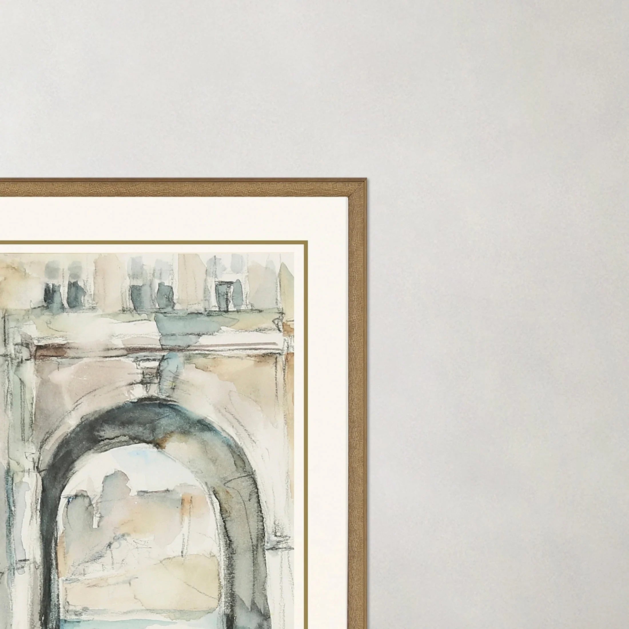 Watercolor Arches Wood Frame Neutral Canvas Art 2PC