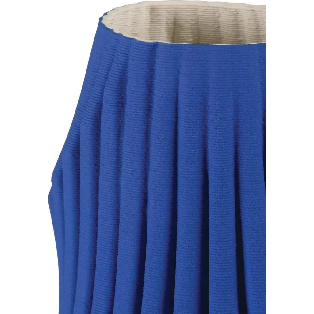 13.75 in. Pleat Porcelain Blue Vase - LOOMLAN - Currey & Co - Vases & Jars