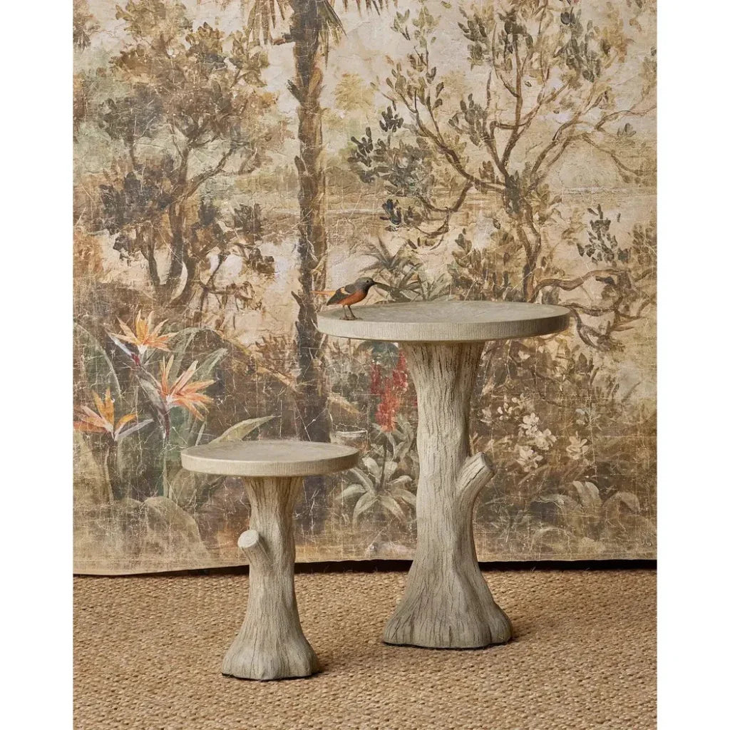 14 in. Faux Bois Concrete & Iron Grey Bird Bath - LOOMLAN - Currey & Co - Statues & Sculptures