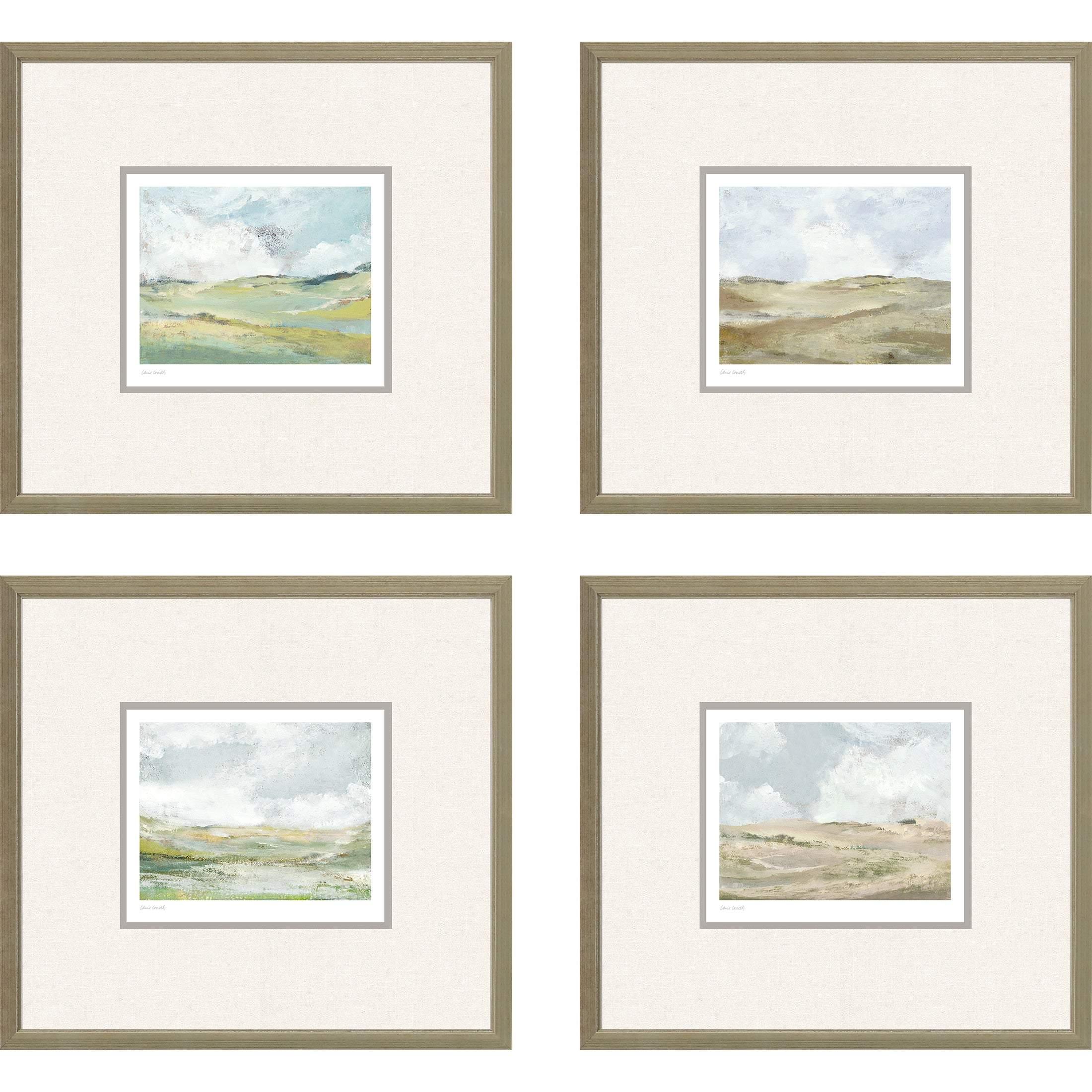 Afternoon Wood Frame Green Canvas Art 4PC