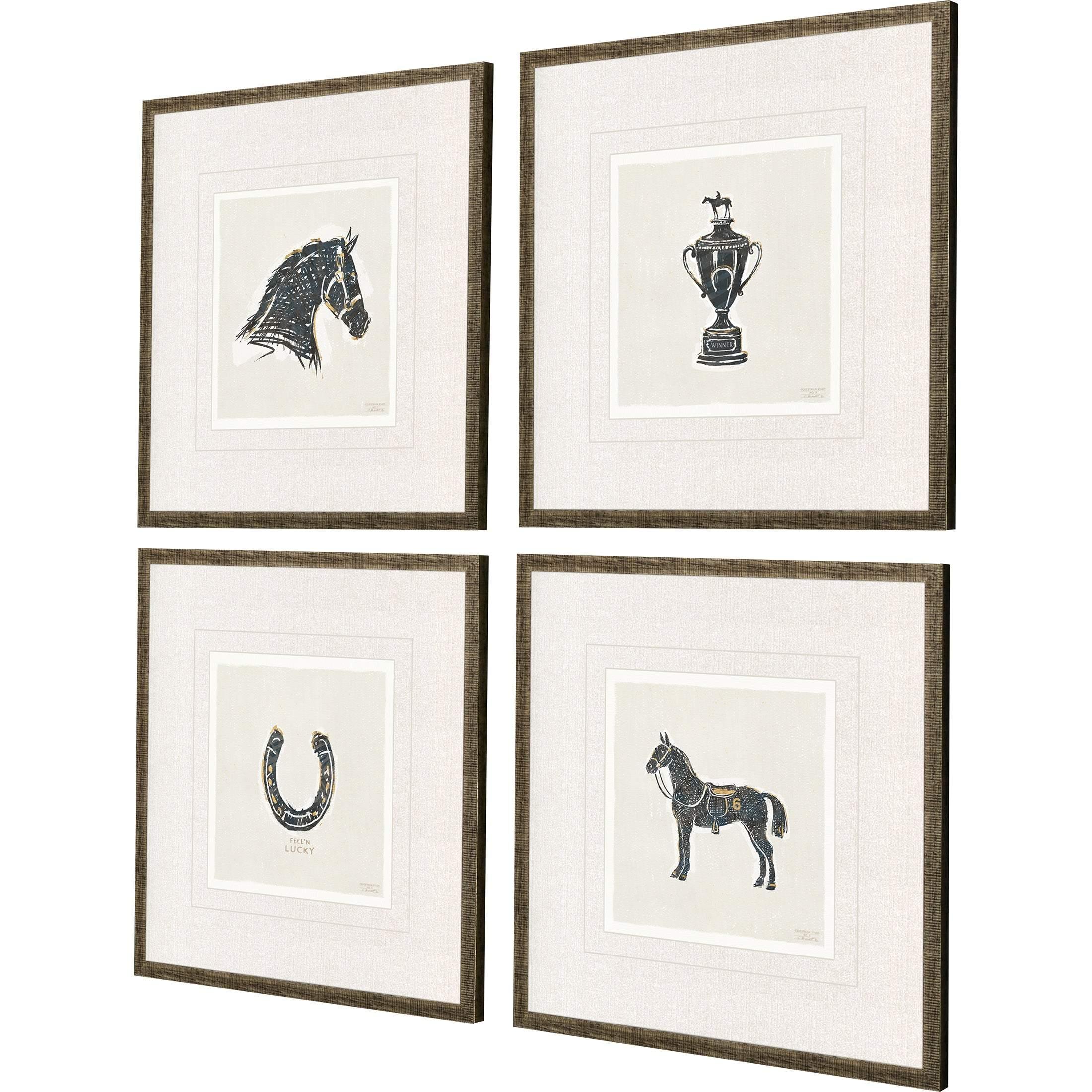 Equestrian Black Canvas Art 4PC