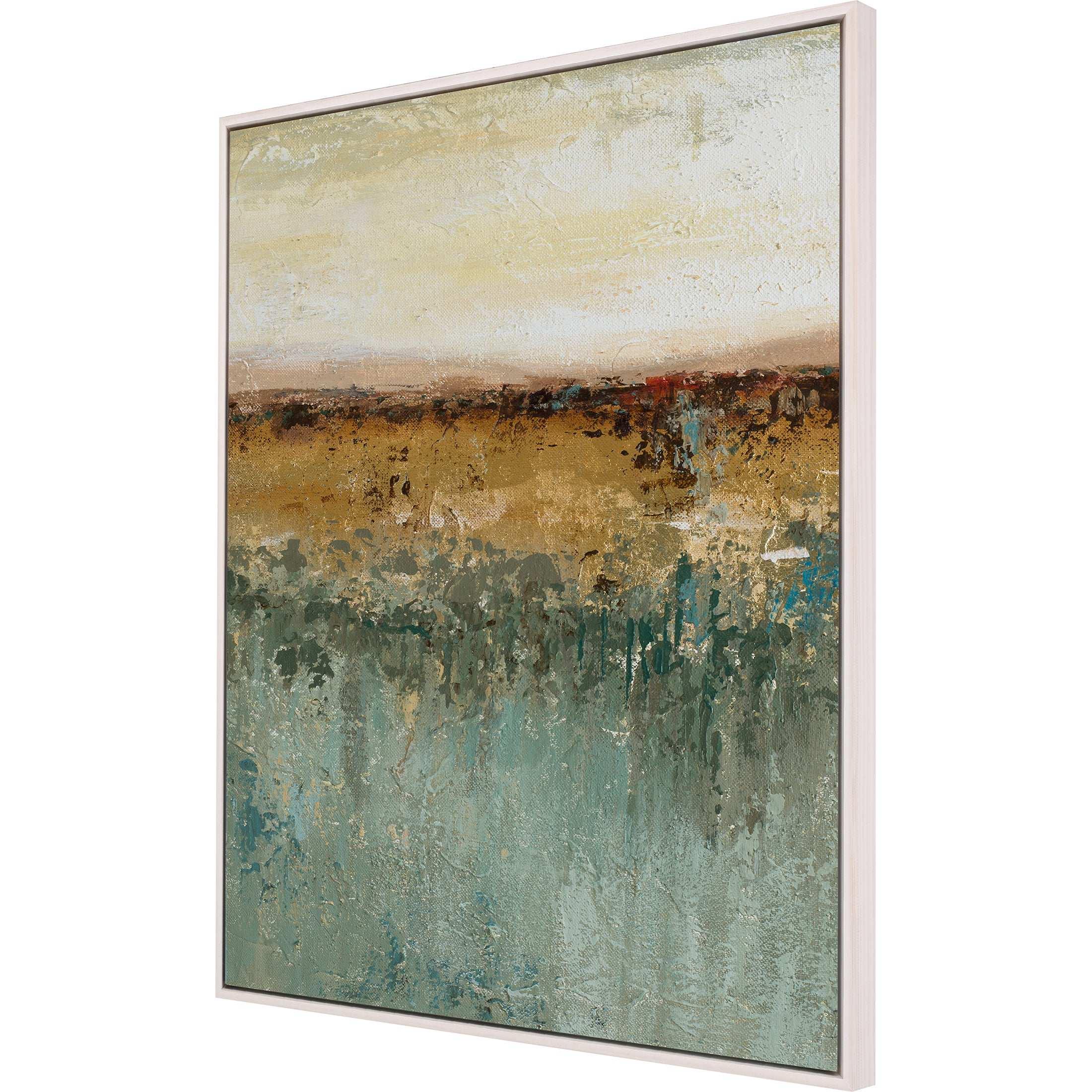 Antique Contemporary Wood Frame Blue Canvas Art