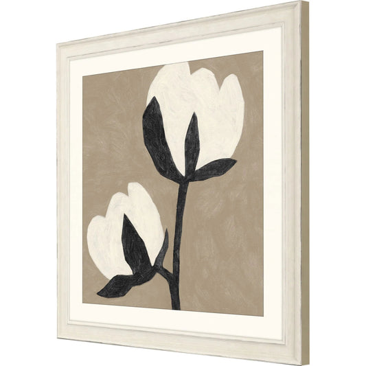 Delicate Sketch Wood Frame White Canvas Art