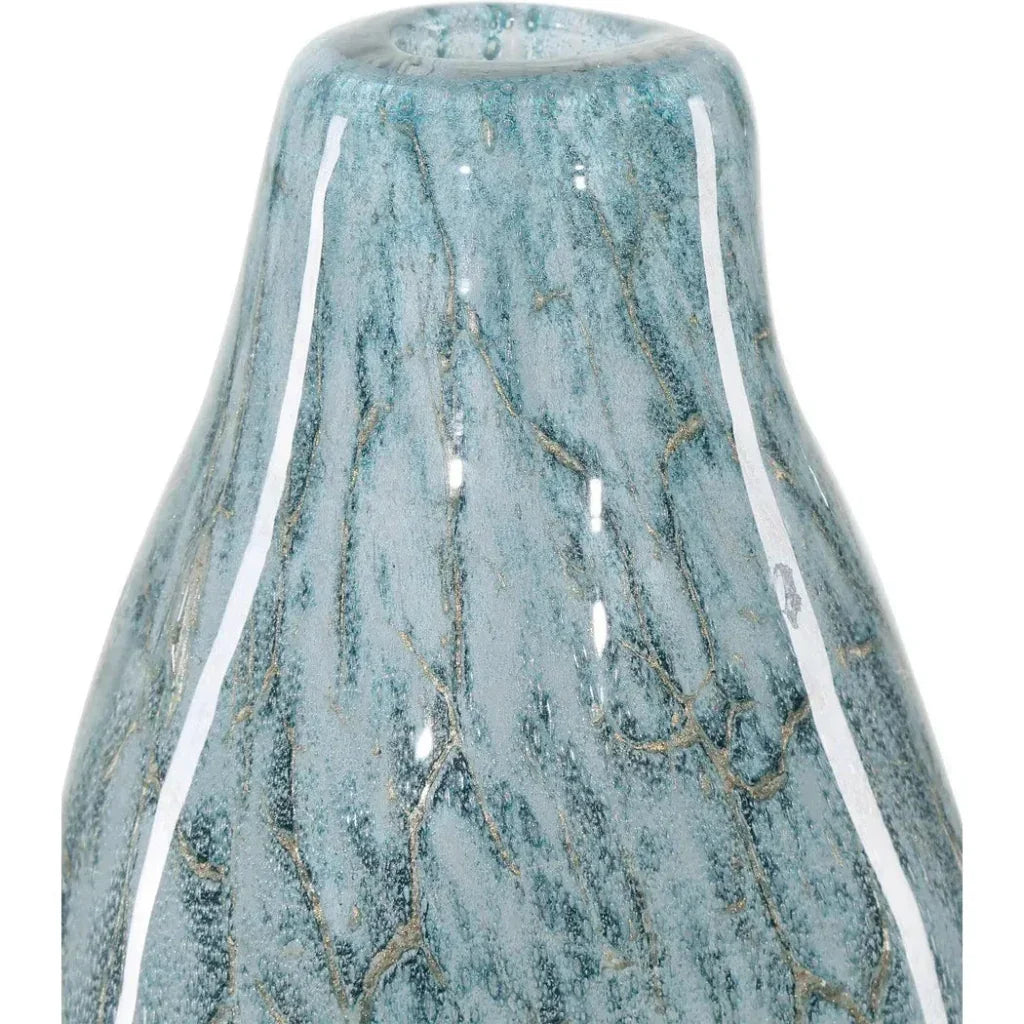 18 in, Tyne Blue Glass Vase - LOOMLAN - Currey & Co - Vases & Jars
