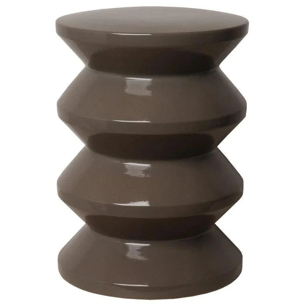 18 in. Accordion Ceramic Outdoor Garden Stool-Garden Stools-Emissary-Gray-LOOMLAN