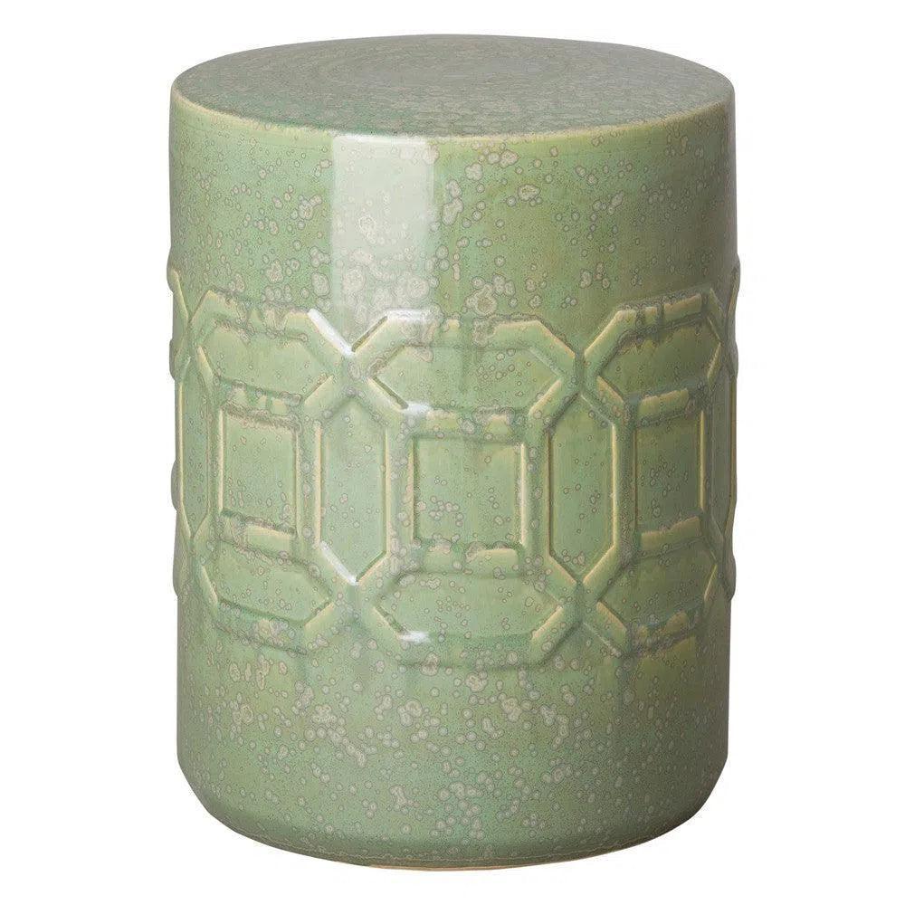 18 in. Axton Ceramic Outdoor Garden Stool-Garden Stools-Emissary-Green Speckle-LOOMLAN