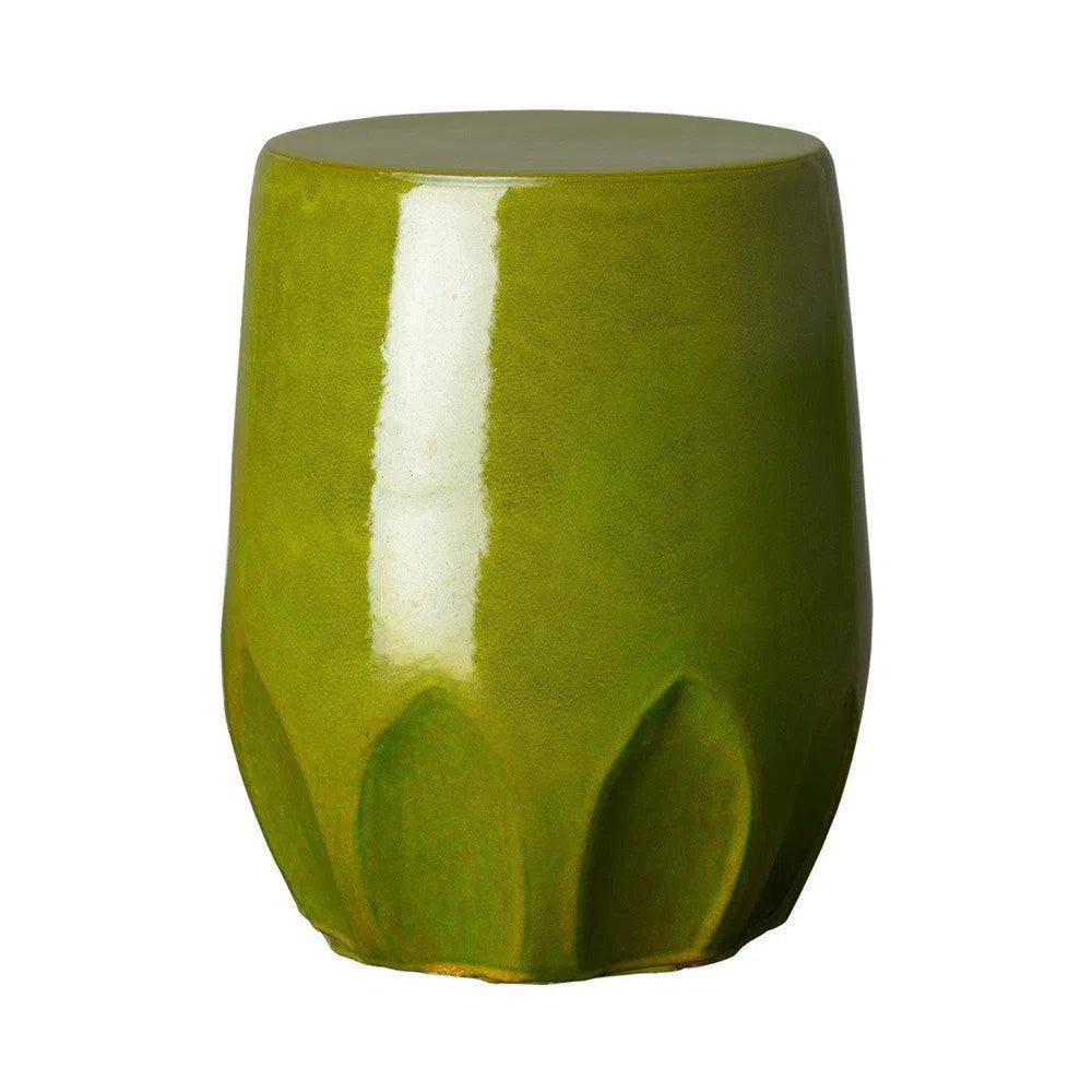 18 in. Calyx Ceramic Outdoor Garden Stool-Garden Stools-Emissary-Green-LOOMLAN