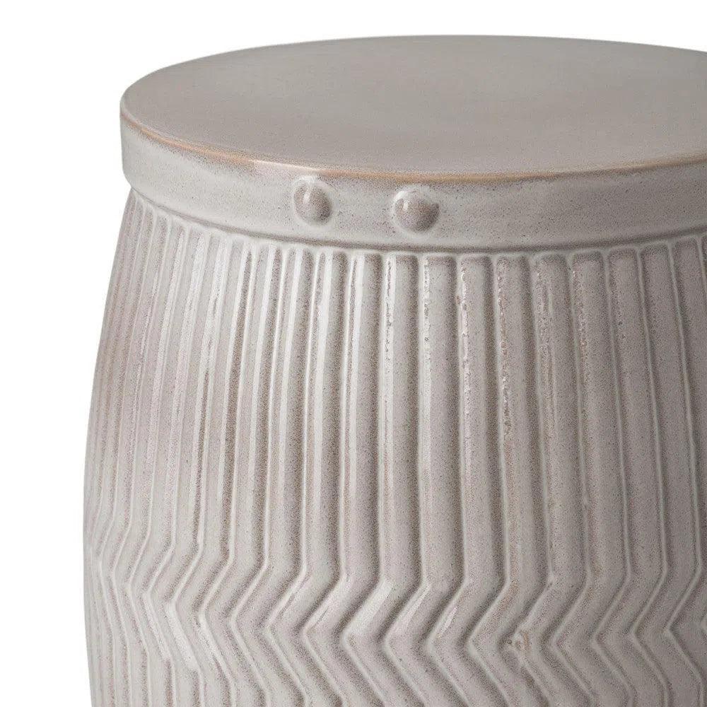 18 in. Dolly Tub Gray Ceramic Outdoor Garden Stool-Garden Stools-Emissary-LOOMLAN