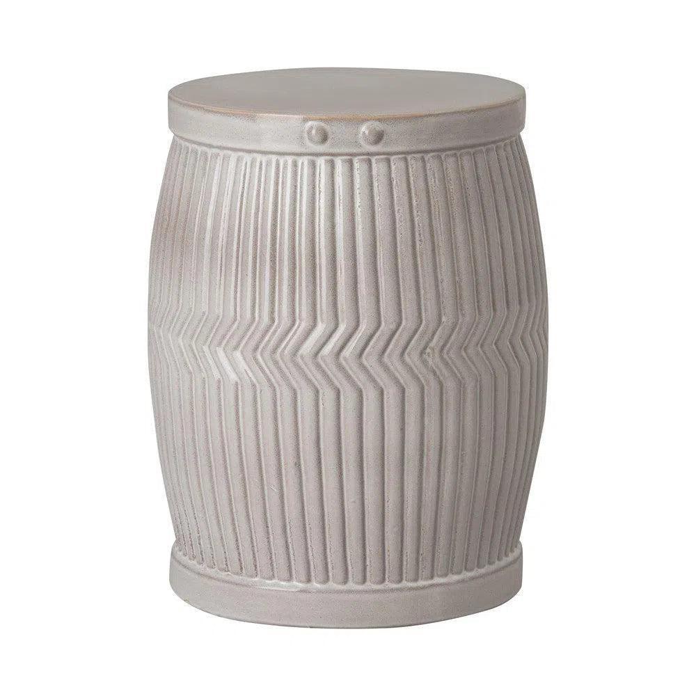 18 in. Dolly Tub Gray Ceramic Outdoor Garden Stool-Garden Stools-Emissary-LOOMLAN