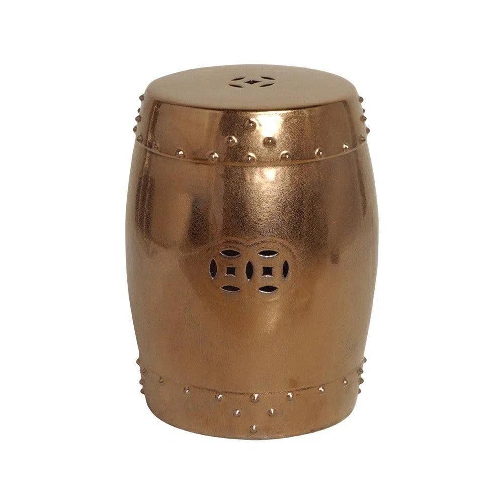 18 in. Drum Ceramic Outdoor Garden Stool-Garden Stools-Emissary-Gold-LOOMLAN
