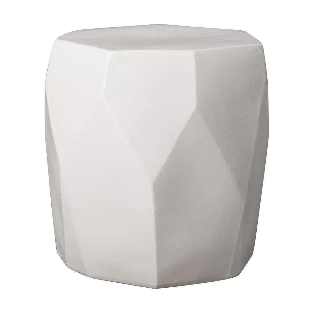 18 in. Facet Ceramic Garden Stool-Garden Stools-Emissary-White-LOOMLAN