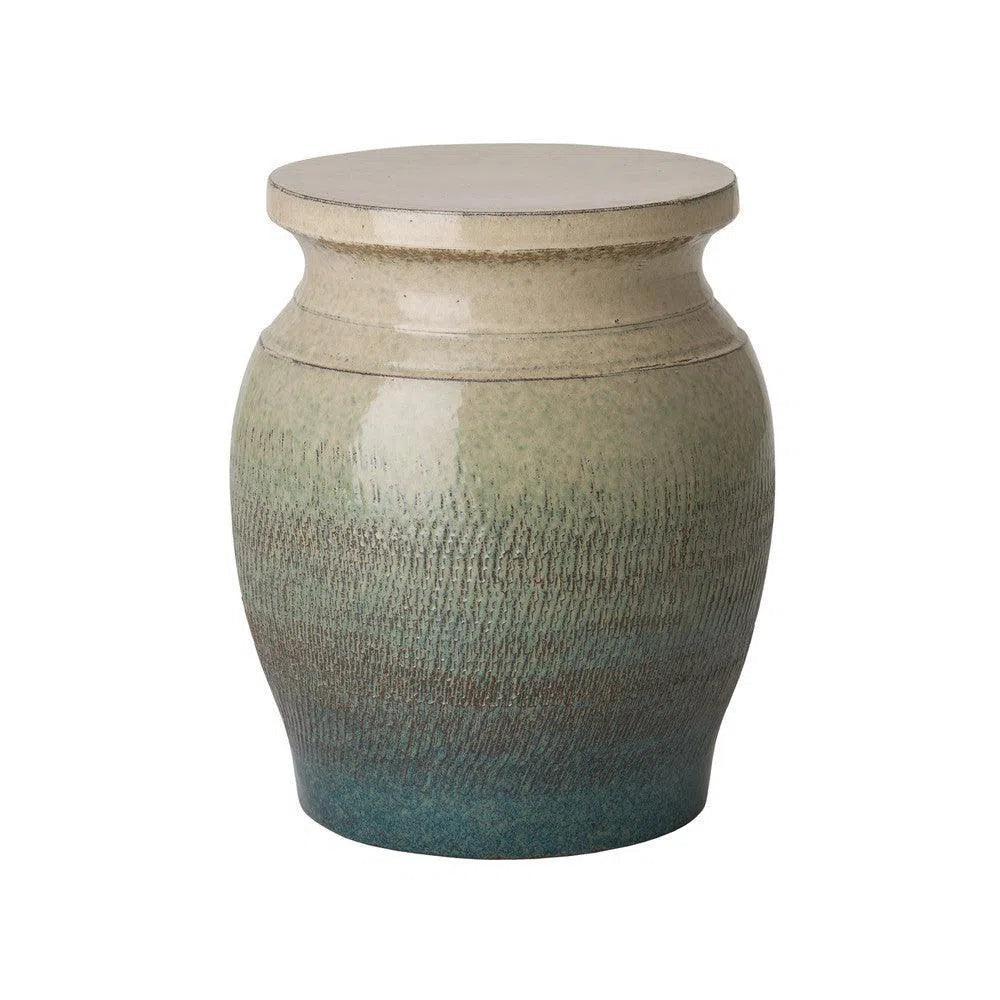 18 in. Koji Ceramic Outdoor Garden Stool Side Table-Garden Stools-Emissary-Bayside Green-LOOMLAN
