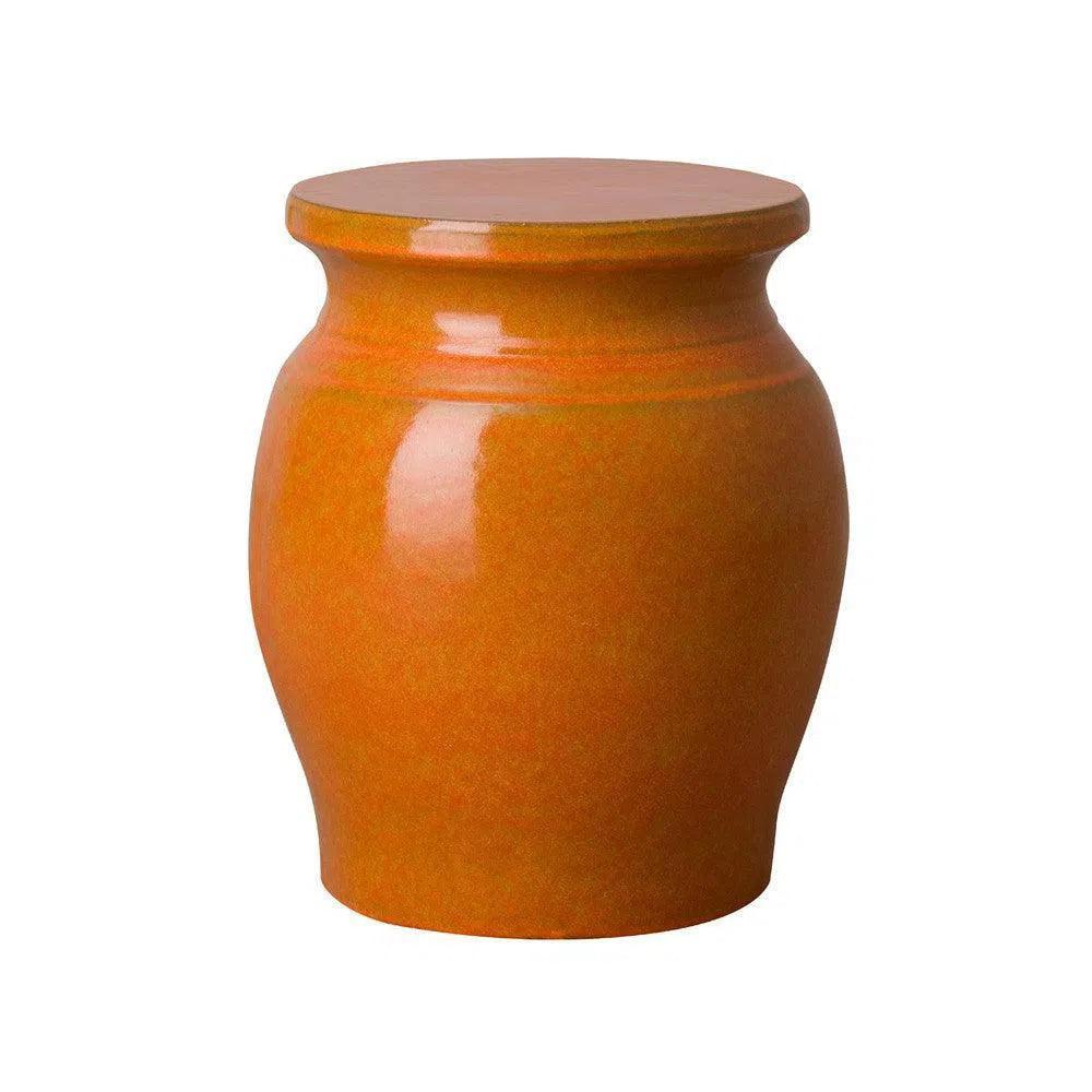 18 in. Koji Ceramic Outdoor Garden Stool Side Table-Garden Stools-Emissary-Bright Orange-LOOMLAN