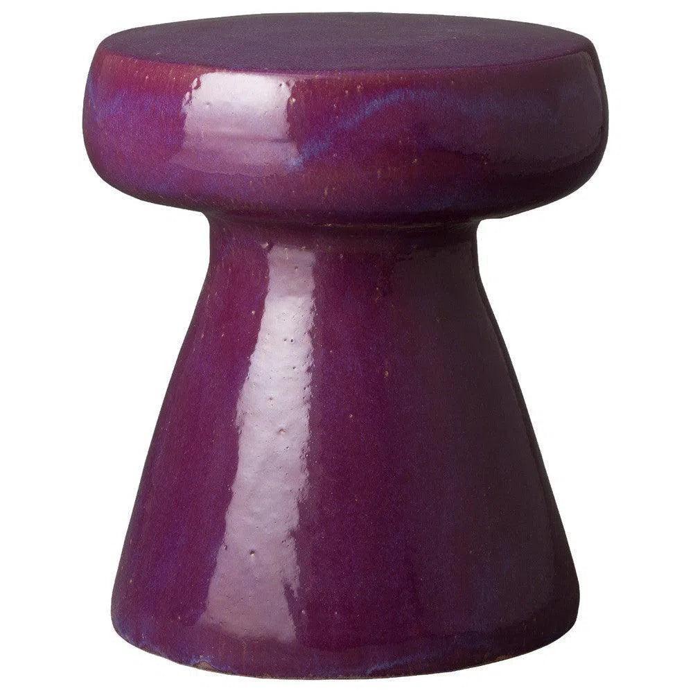 18 in. Mushroom Ceramic Outdoor Garden Stool-Garden Stools-Emissary-LOOMLAN