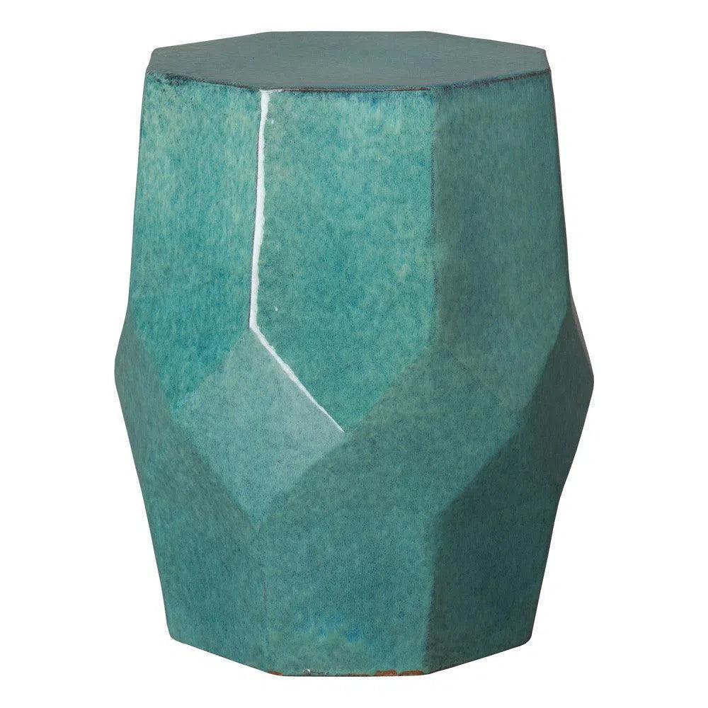 18 in. Octagon Matrix Ceramic Outdoor Garden Stool-Garden Stools-Emissary-Teal-LOOMLAN