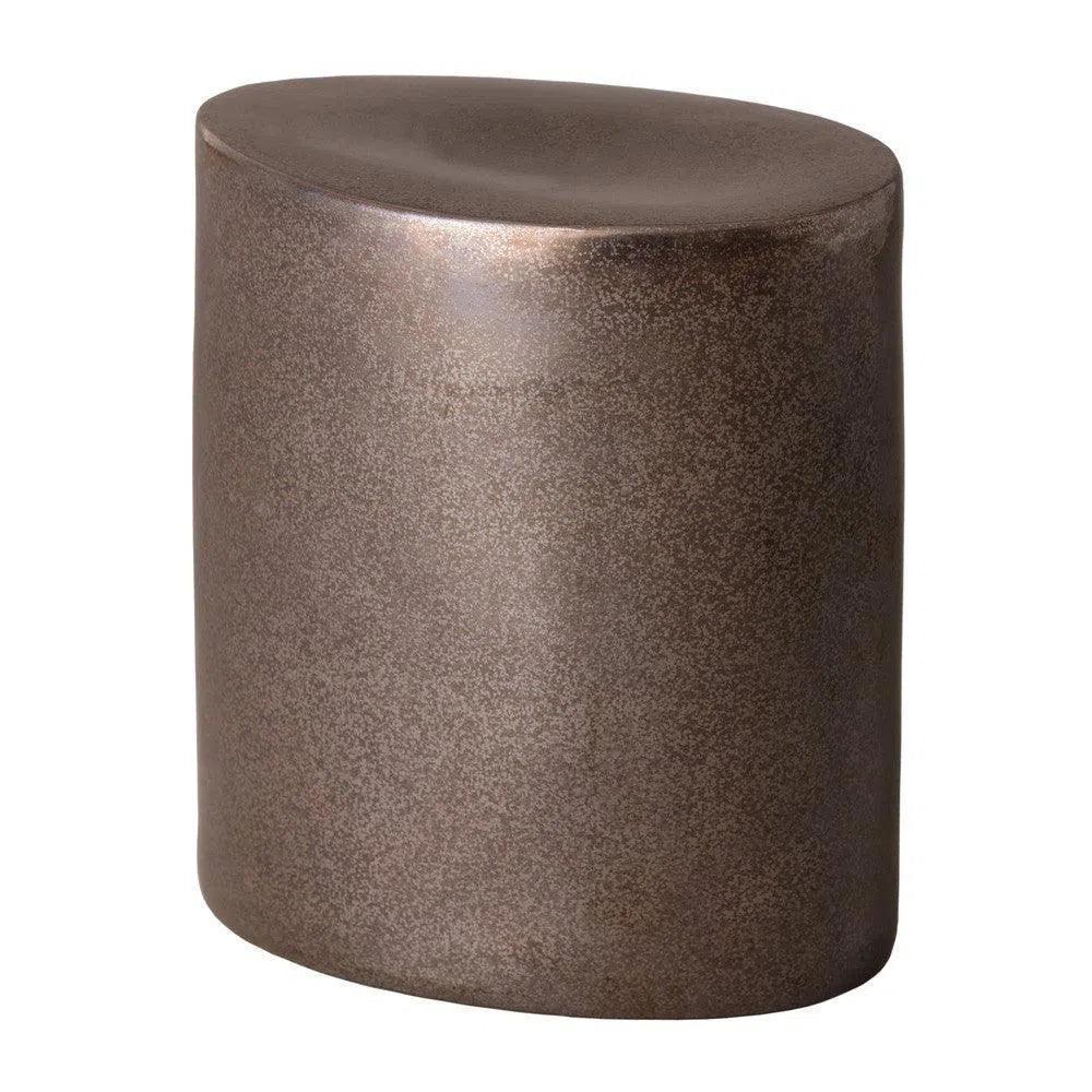 18 in. Oval Ceramic Outdoor Garden Stool-Garden Stools-Emissary-LOOMLAN