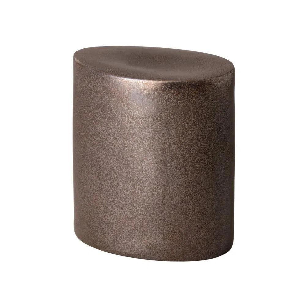 18 in. Oval Ceramic Outdoor Garden Stool-Garden Stools-Emissary-Gunmetal-LOOMLAN