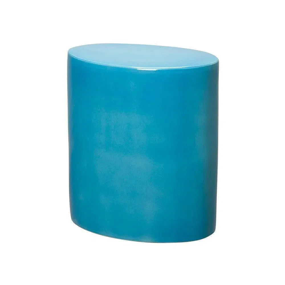 18 in. Oval Ceramic Outdoor Garden Stool-Garden Stools-Emissary-Turquoise-LOOMLAN