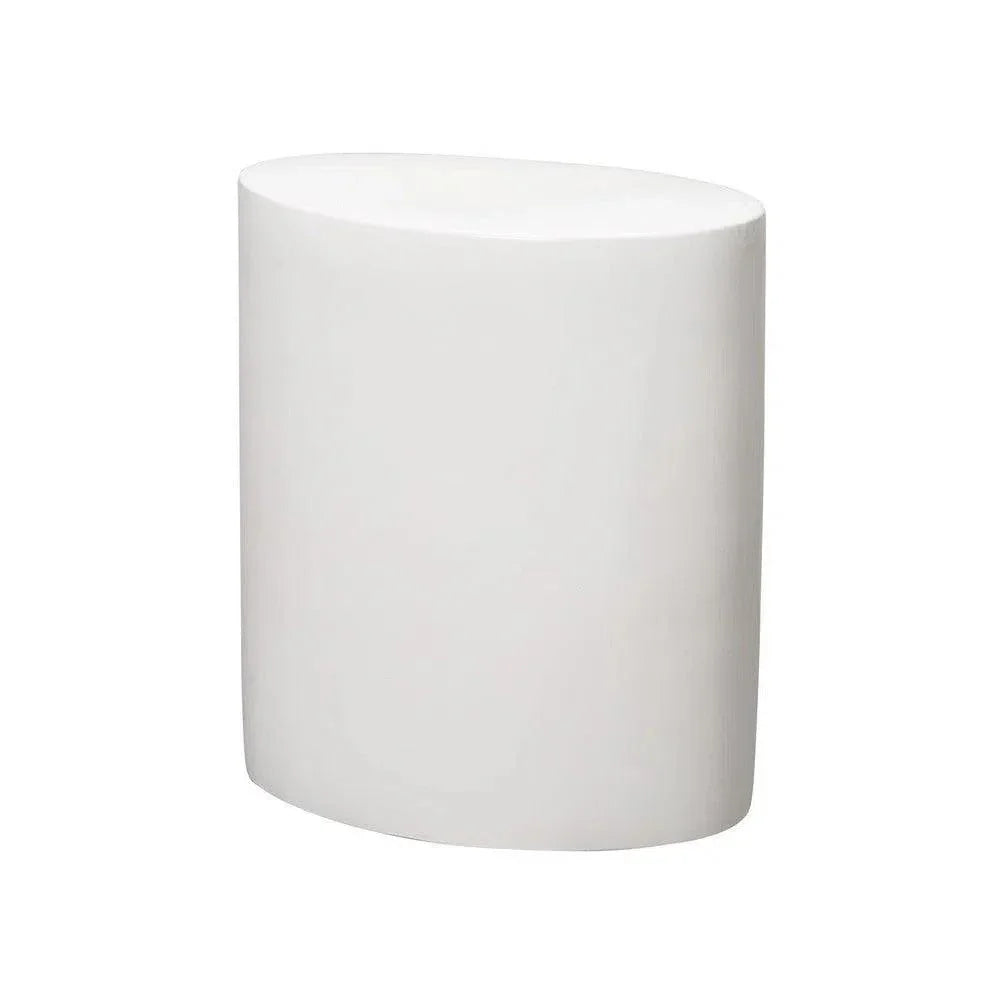 18 in. Oval Ceramic Outdoor Garden Stool-Garden Stools-Emissary-White-LOOMLAN