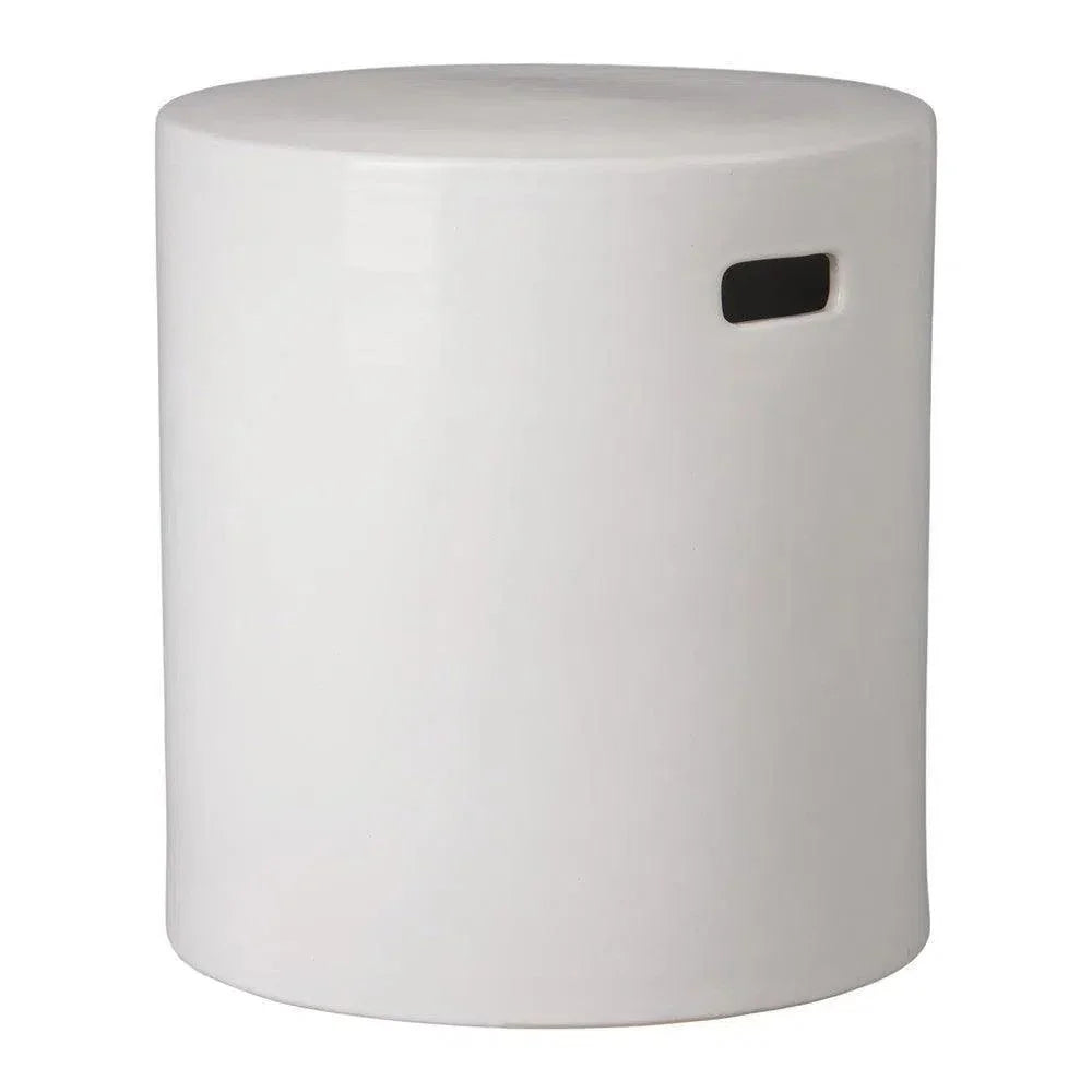 18 in. Round White Ceramic Outdoor Garden Stool-Garden Stools-Emissary-LOOMLAN