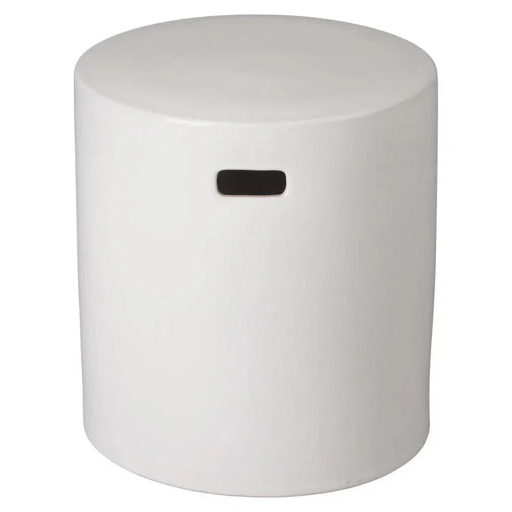18 in. Round White Ceramic Outdoor Garden Stool-Garden Stools-Emissary-LOOMLAN