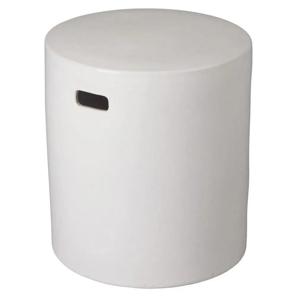 18 in. Round White Ceramic Outdoor Garden Stool-Garden Stools-Emissary-LOOMLAN