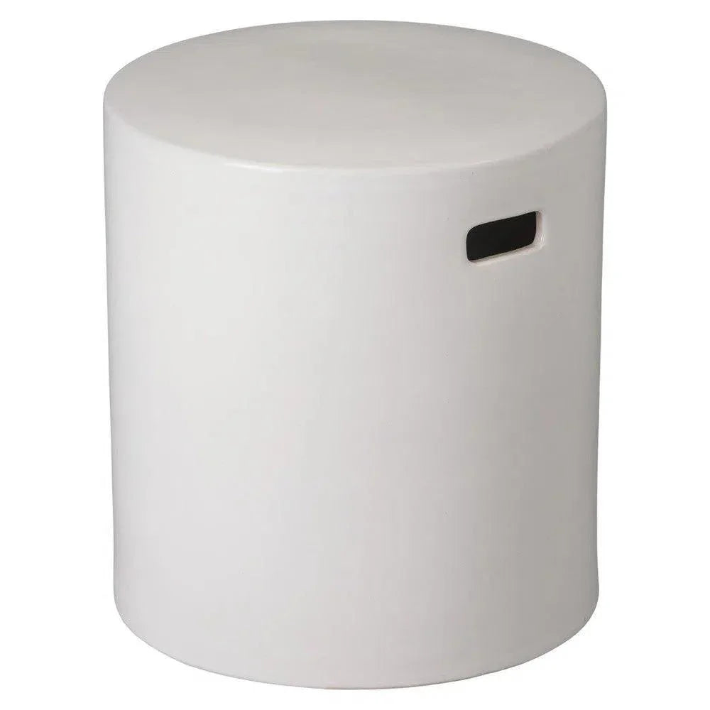 18 in. Round White Ceramic Outdoor Garden Stool-Garden Stools-Emissary-LOOMLAN