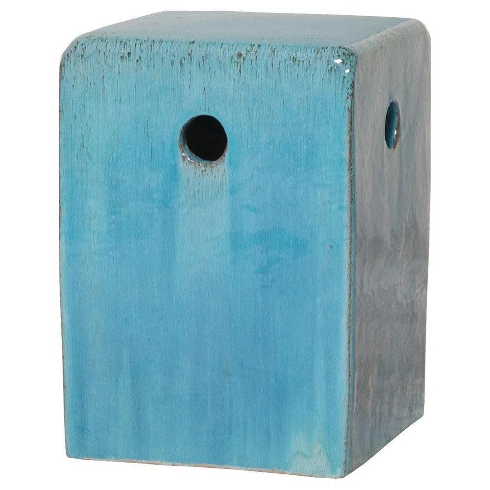 18 in. Square Outdoor Decorative Garden Stool-Garden Stools-Emissary-Blue-LOOMLAN