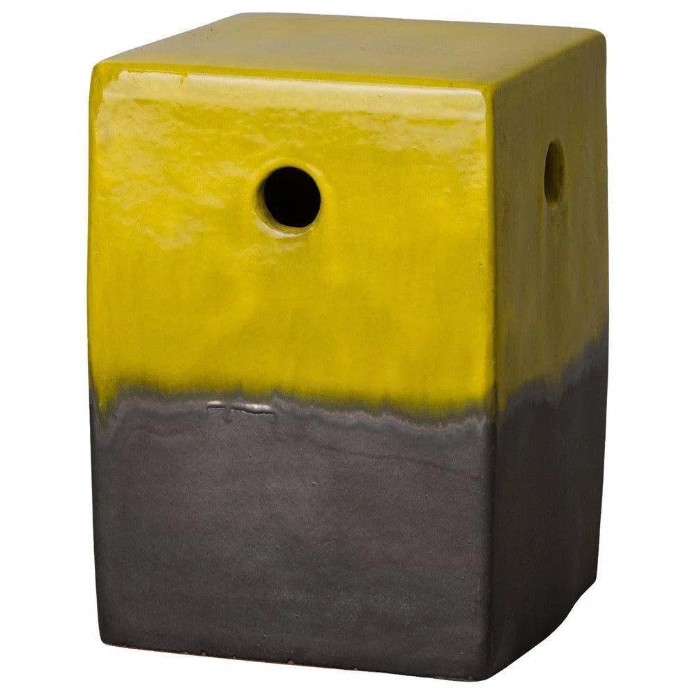 18 in. Square Outdoor Decorative Garden Stool-Garden Stools-Emissary-Mustard Yellow-LOOMLAN