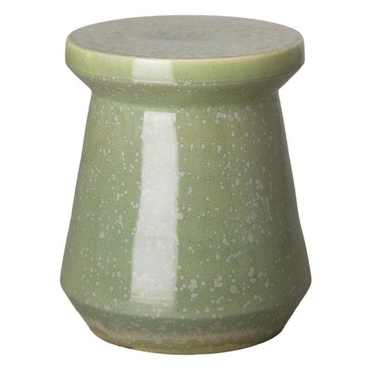 18 in. Vic Ceramic Outdoor Garden Stool-Garden Stools-Emissary-Green Speckle-LOOMLAN