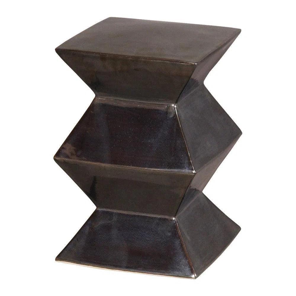 18 in. Zigzag Outdoor Decorative Garden Stool-Garden Stools-Emissary-Metallic-LOOMLAN