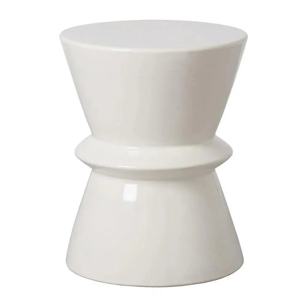 18 in. Zip Ceramic Outdoor Garden Stool-Garden Stools-Emissary-White-LOOMLAN