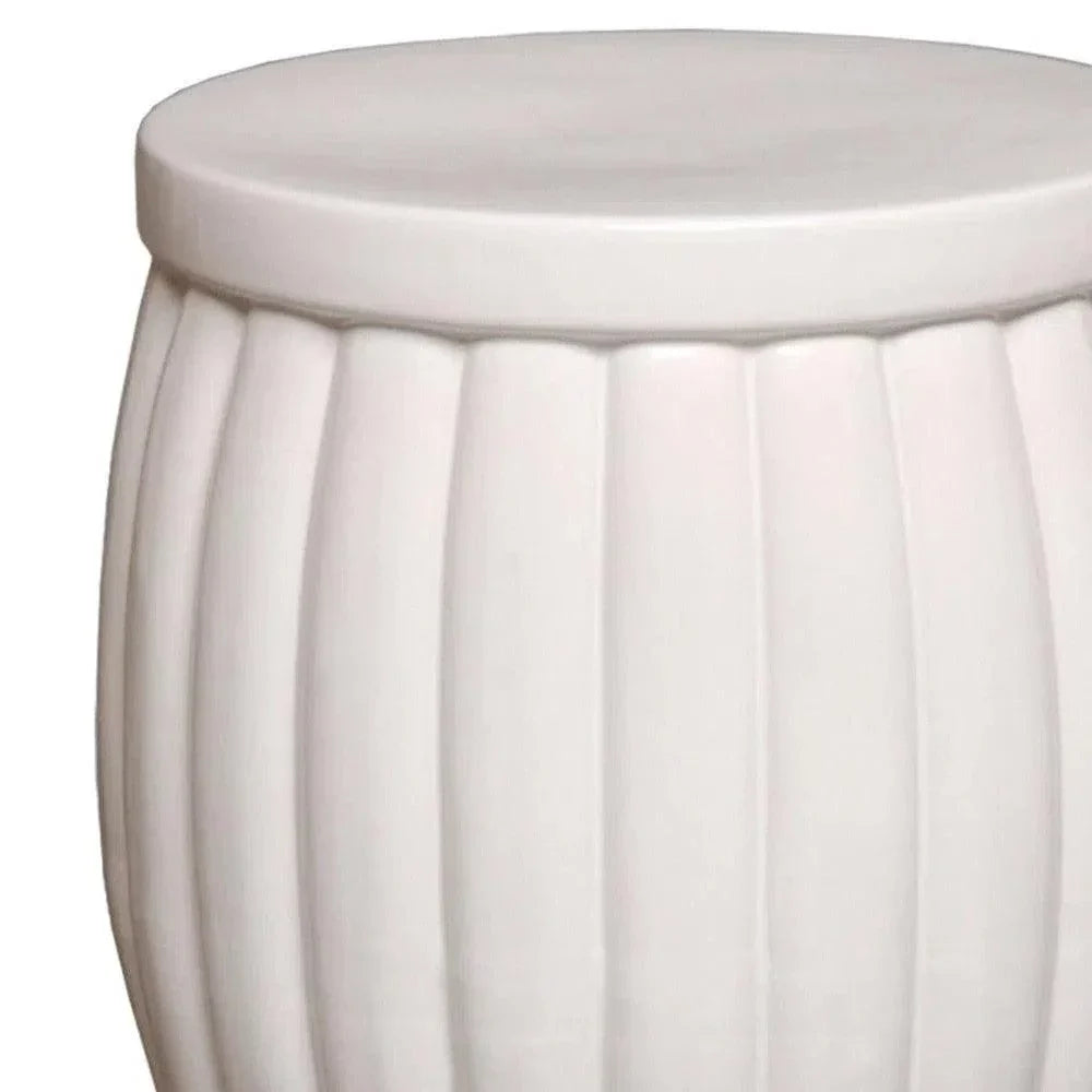 Emissary 18.5 in. Fluted Ceramic Outdoor Garden Stool