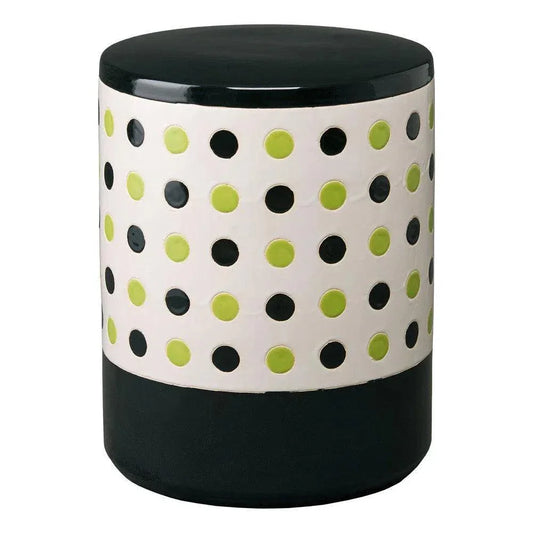 18.5 in. Polka Dot Ceramic Outdoor Garden Stool-Garden Stools-Emissary-Willow Green-LOOMLAN