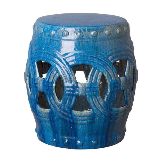 19 in. Eternity Ceramic Outdoor Garden Stool-Garden Stools-Emissary-Marine Blue-LOOMLAN
