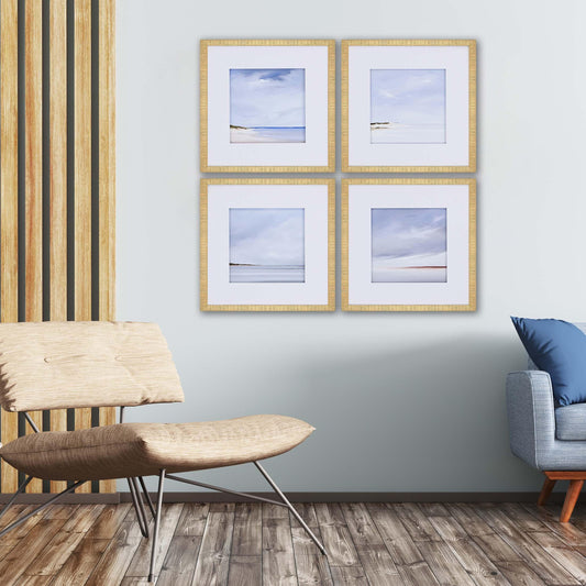 Shores Ribbed Gold Frame Canvas Art 4PC