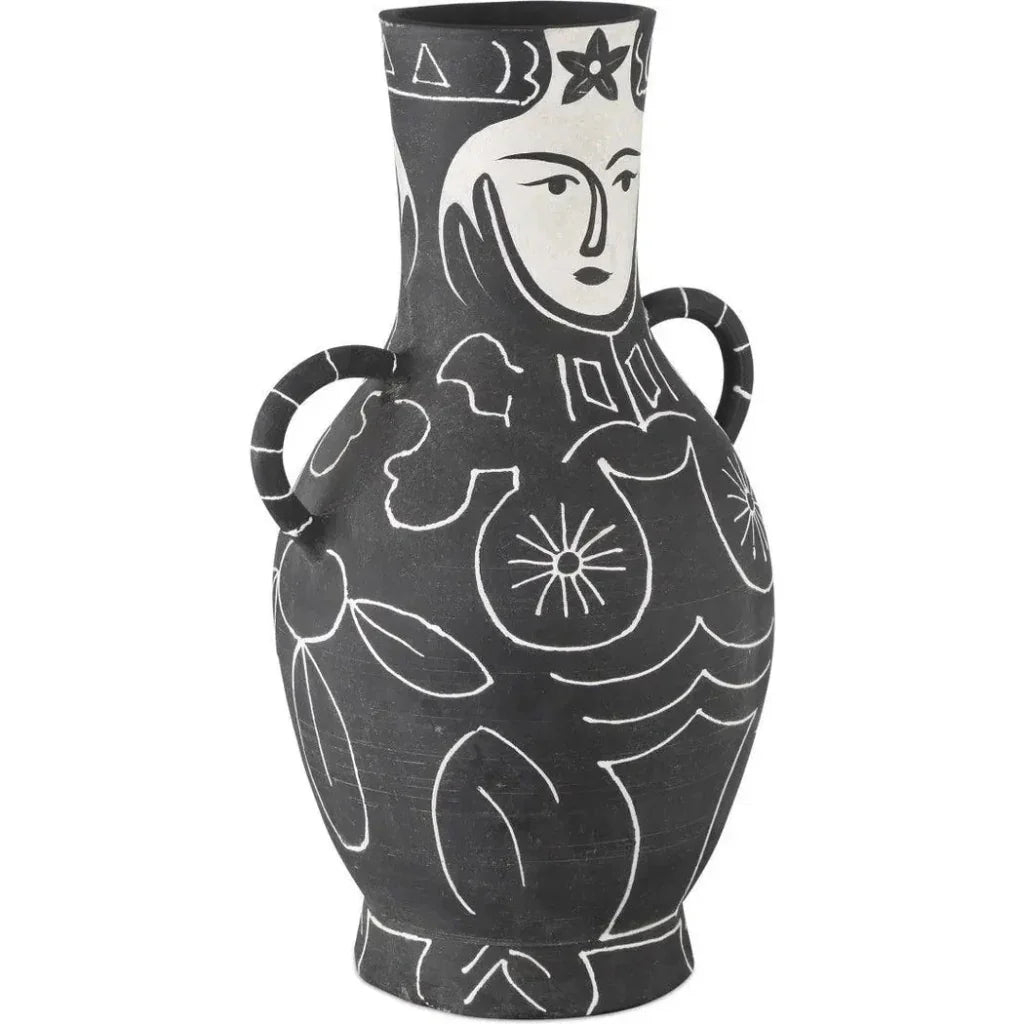19.75 in. Saint - Paul - de - Vence Terracotta Black Vase - LOOMLAN - Currey & Co - Vases & Jars