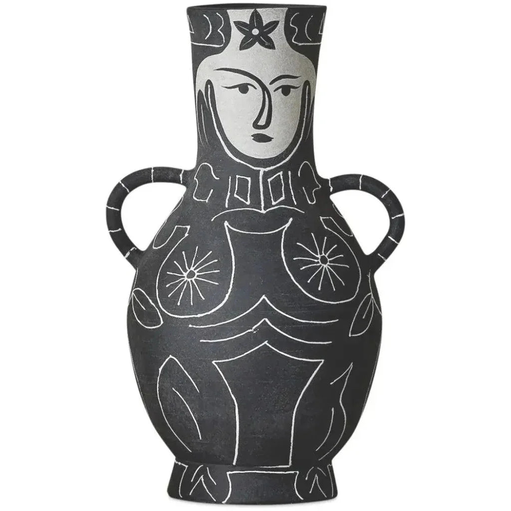 19.75 in. Saint - Paul - de - Vence Terracotta Black Vase - LOOMLAN - Currey & Co - Vases & Jars
